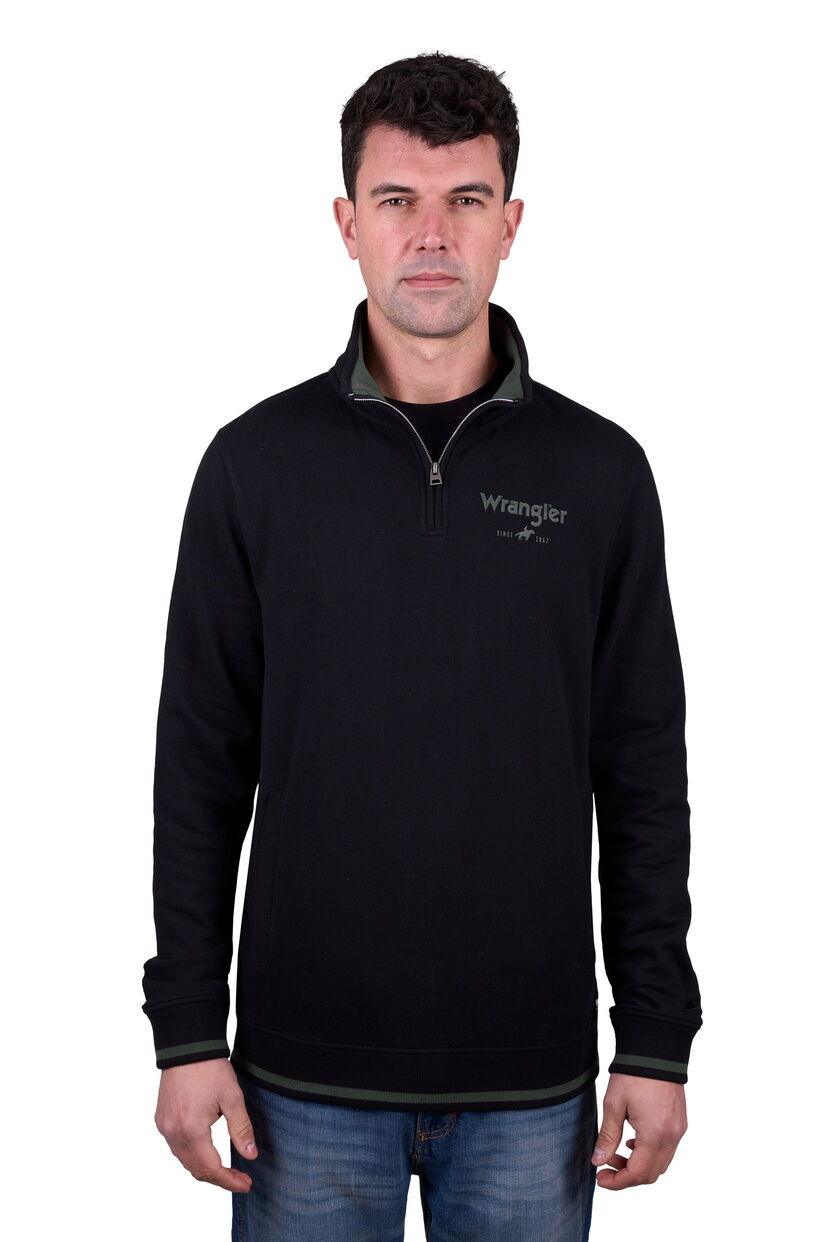 WRANGLER MENS ALEX 1/4 ZIP PULLOVER BLACK