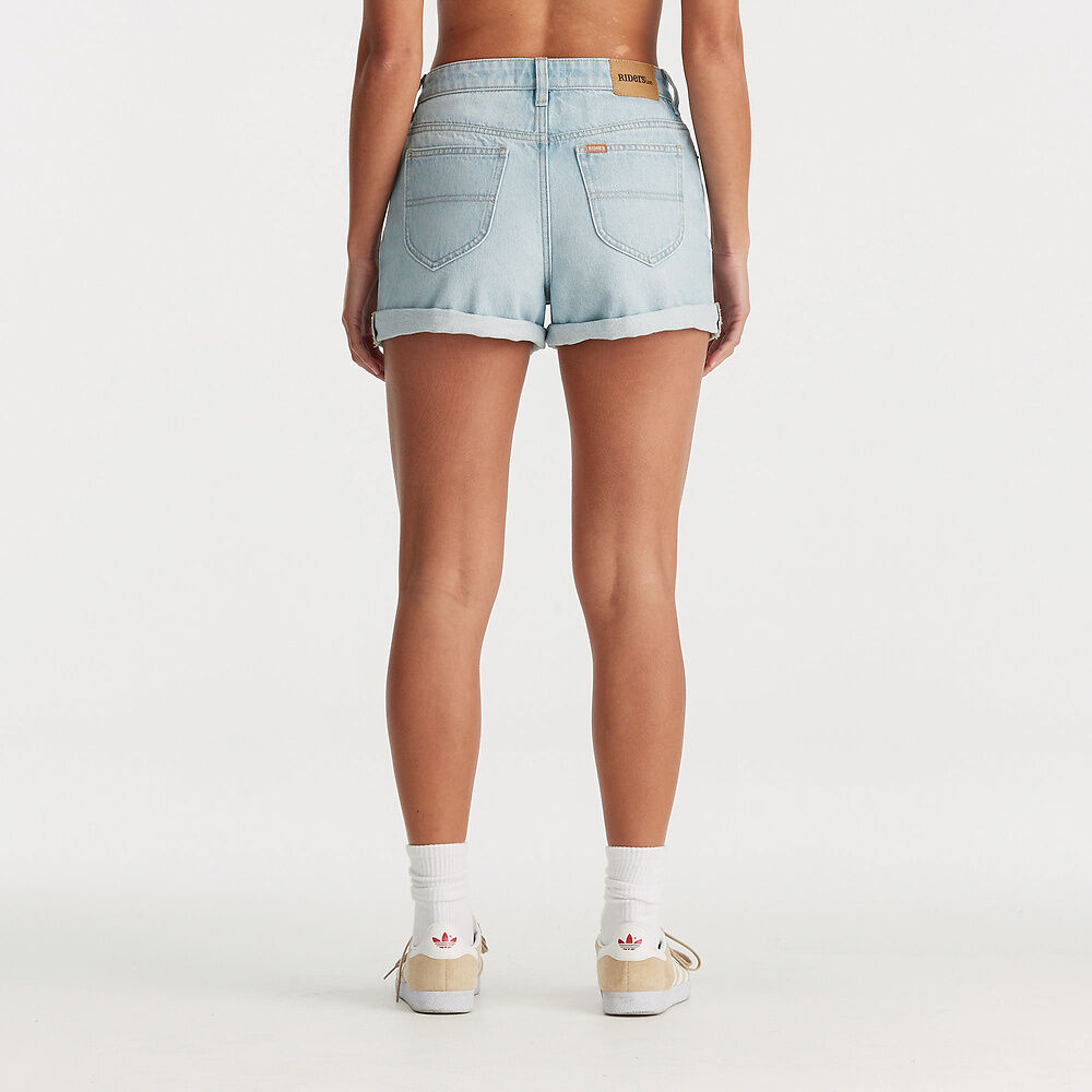 RIDERS MID SLOUCH SHORT BLUE MIRROR