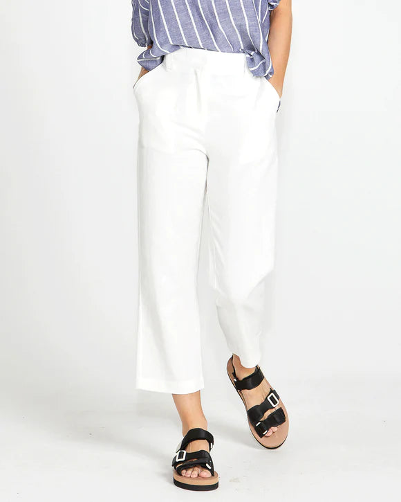 SASS BOWIE STRAIGHT LEG PANT WHITE