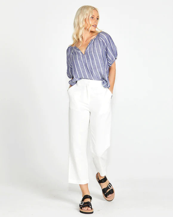 SASS BOWIE STRAIGHT LEG PANT WHITE