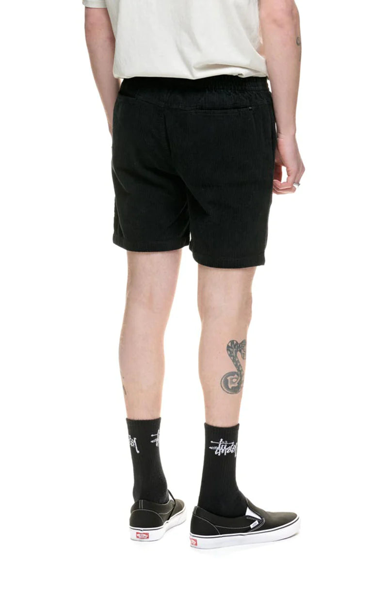 STUSSY WIDE WALE CORD BEACHSHORT BLACK BLACK