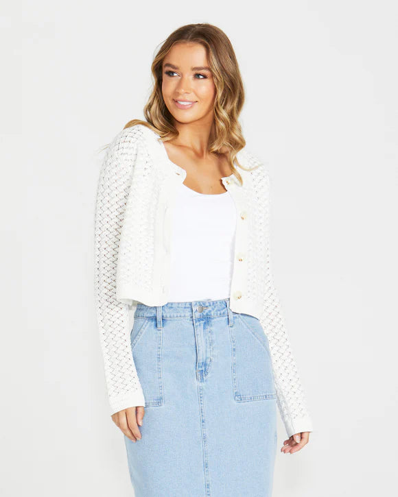SASS TALULLAH CARDI WHITE