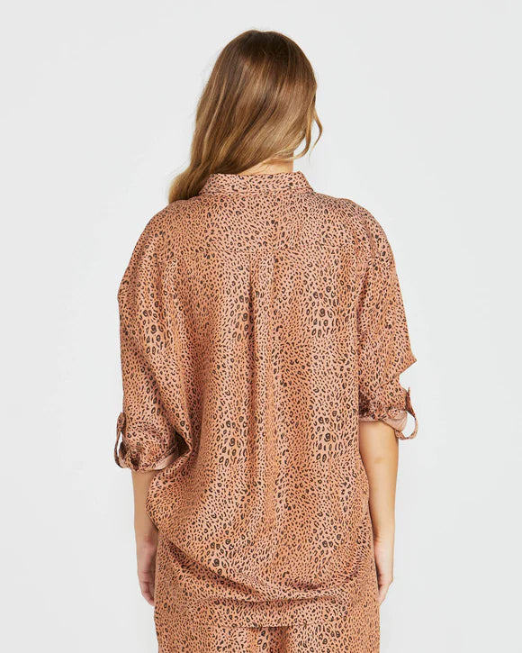 SASS DAVIE OVERSIZED SHIRT SANDY TAN ANIMAL