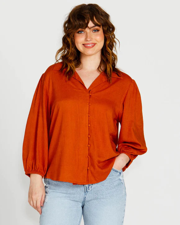 SASS FRANCESCA RELAXED BLOUSE RUST