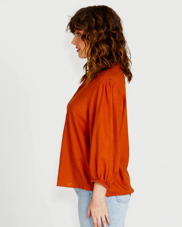 SASS FRANCESCA RELAXED BLOUSE RUST