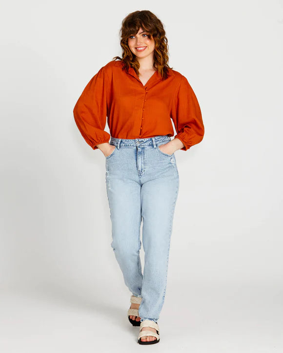 SASS FRANCESCA RELAXED BLOUSE RUST
