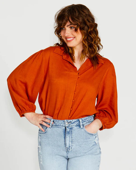 SASS FRANCESCA RELAXED BLOUSE RUST