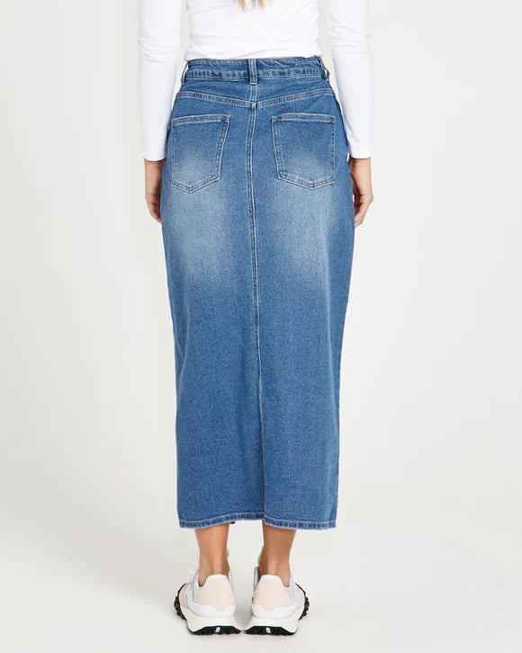 SASS EMERALD DENIM MAXI SKIRT 80 WASH