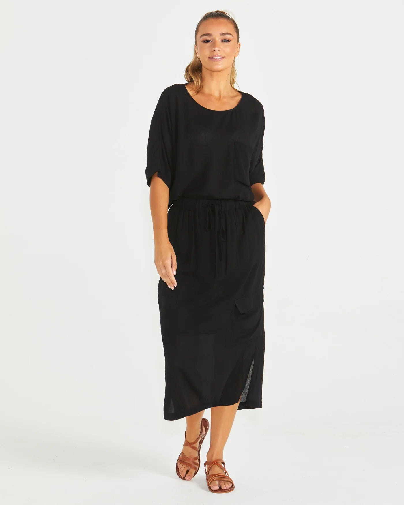 SASS RAYA CARGO SKIRT BLACK