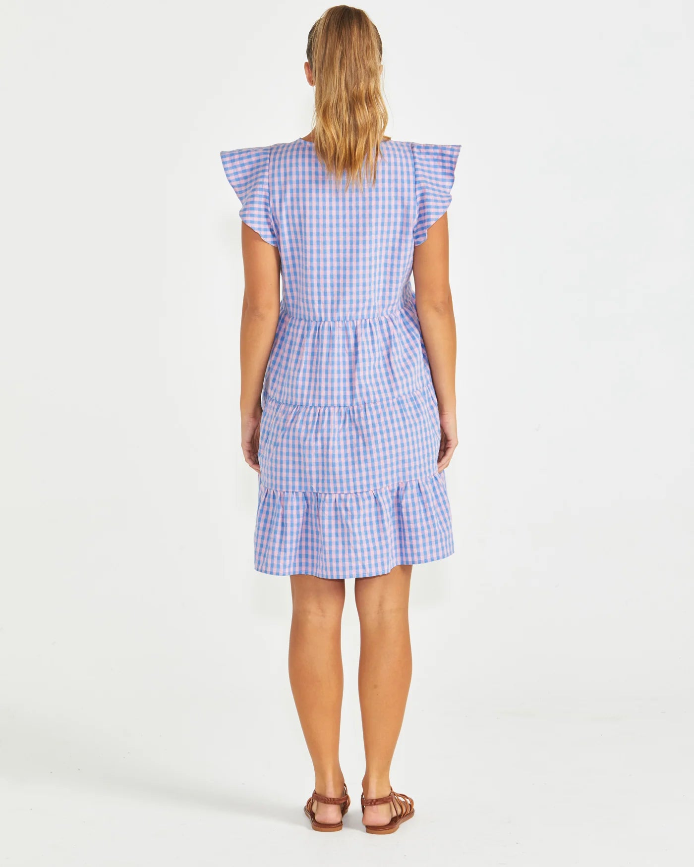 SASS PHILLIPA DRESS BLUE/PINK GINGHAM