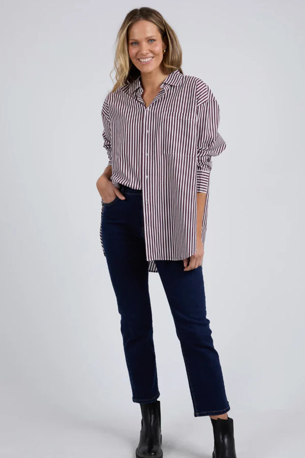 ELM LILA STRIPE SHIRT MERLOT WHITE STRIPE