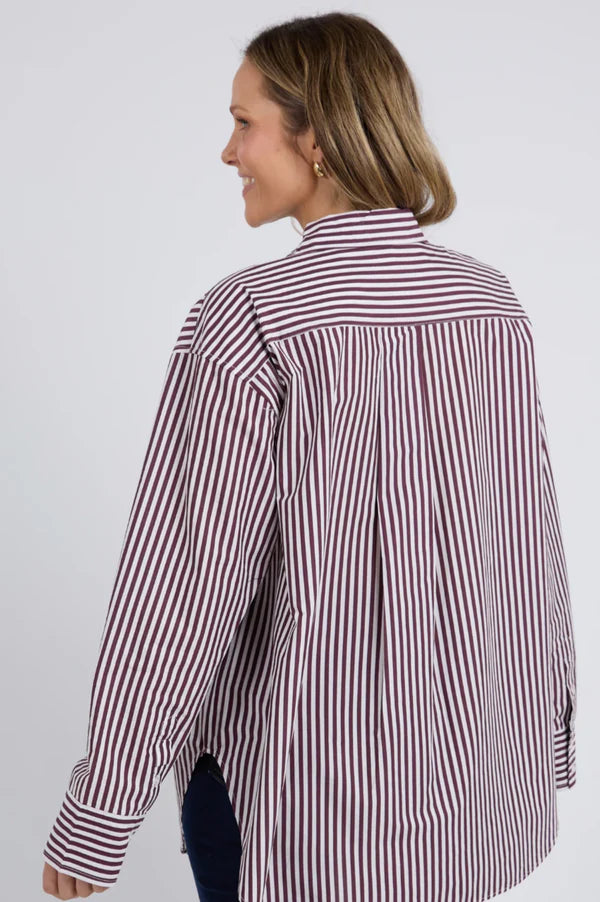 ELM LILA STRIPE SHIRT MERLOT WHITE STRIPE