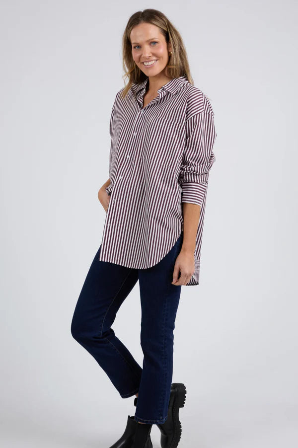 ELM LILA STRIPE SHIRT MERLOT WHITE STRIPE