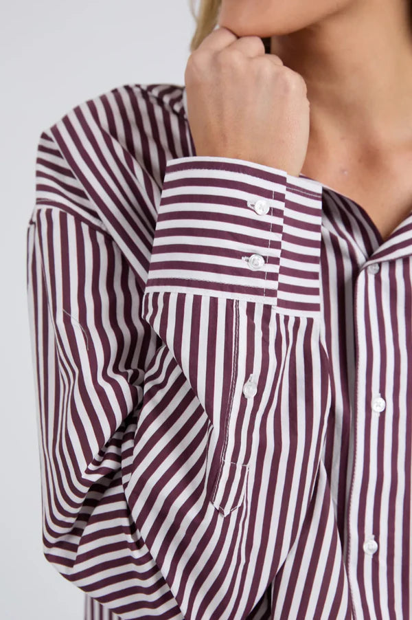 ELM LILA STRIPE SHIRT MERLOT WHITE STRIPE