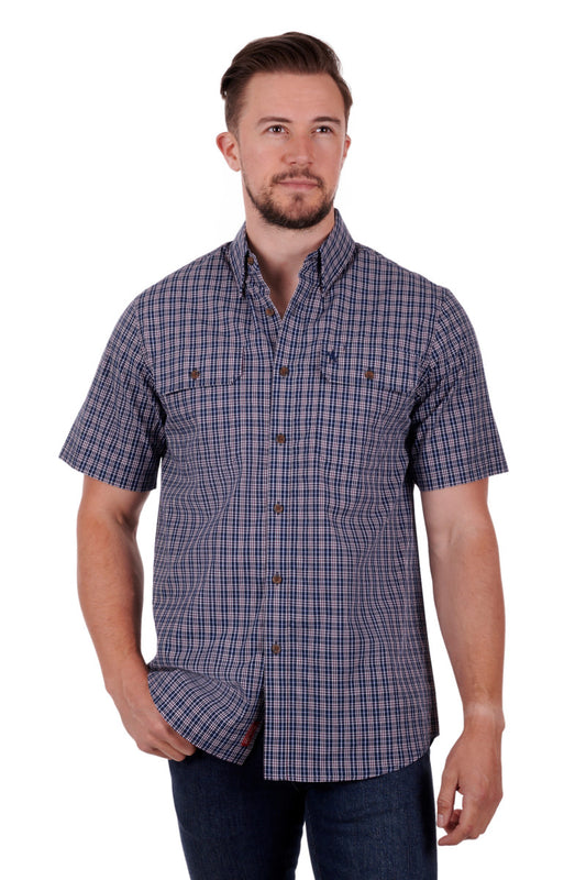 THOMAS COOK MENS WOODFORD SHORT SLEEVE SHIRT DARK/NAVY RED