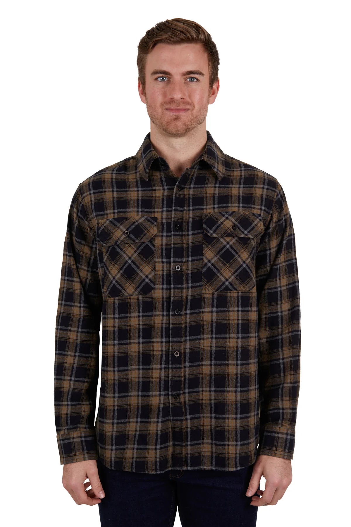 THOMAS COOK BARRY THERMAL LONG SLEEVE SHIRT BLACK/TAN