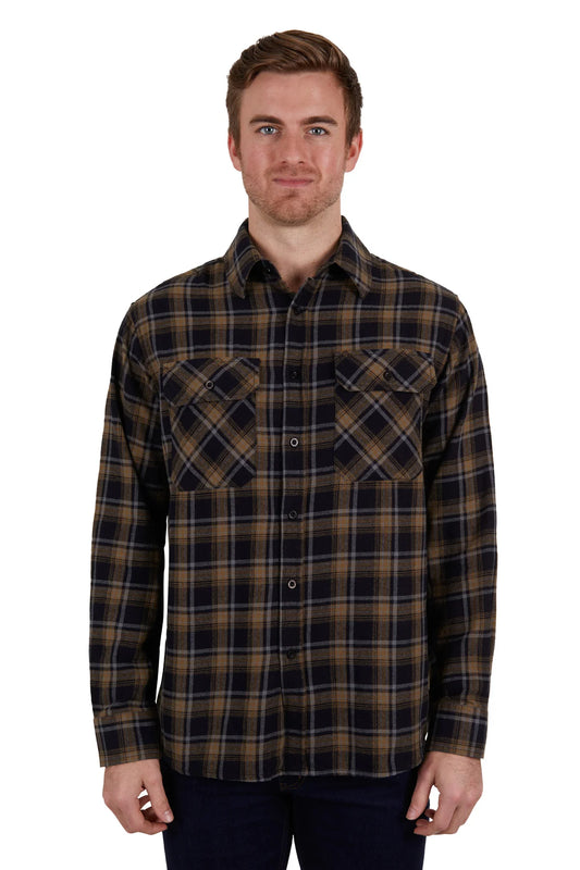 THOMAS COOK BARRY THERMAL LONG SLEEVE SHIRT BLACK/TAN