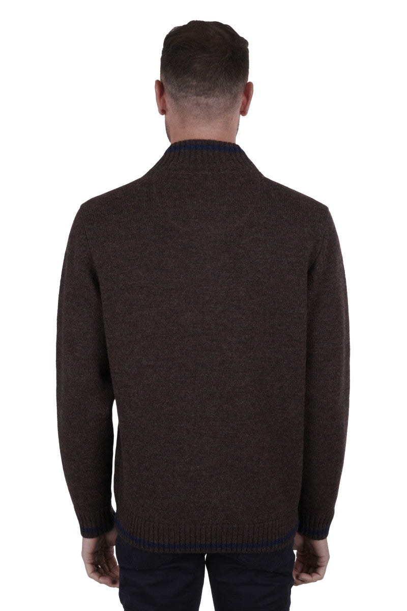 THOMAS COOK NICK 1/4 ZIP JUMPER DARK TAN
