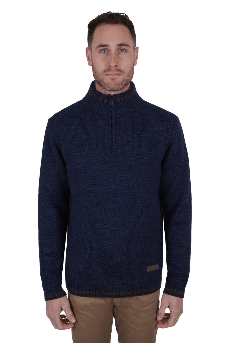 THOMAS COOK NICK 1/4 ZIP JUMPER NAVY MARLE