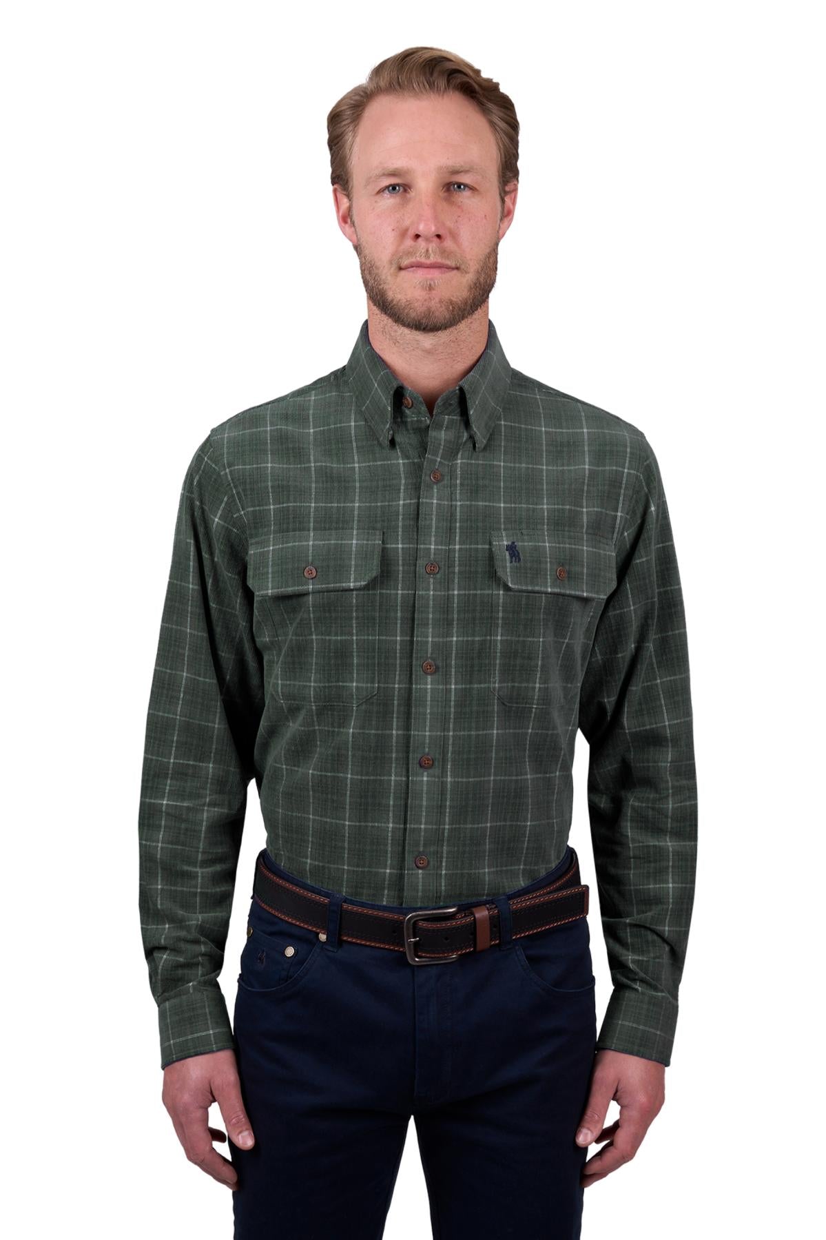 THOMAS COOK LEO THERMAL 2 POCKET LS SHIRT GREEN