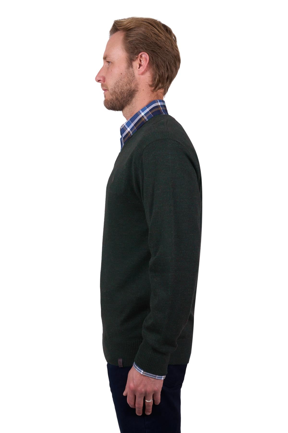 THOMAS COOK MENS MATT V NECK JUMPER OLIVE MARLE