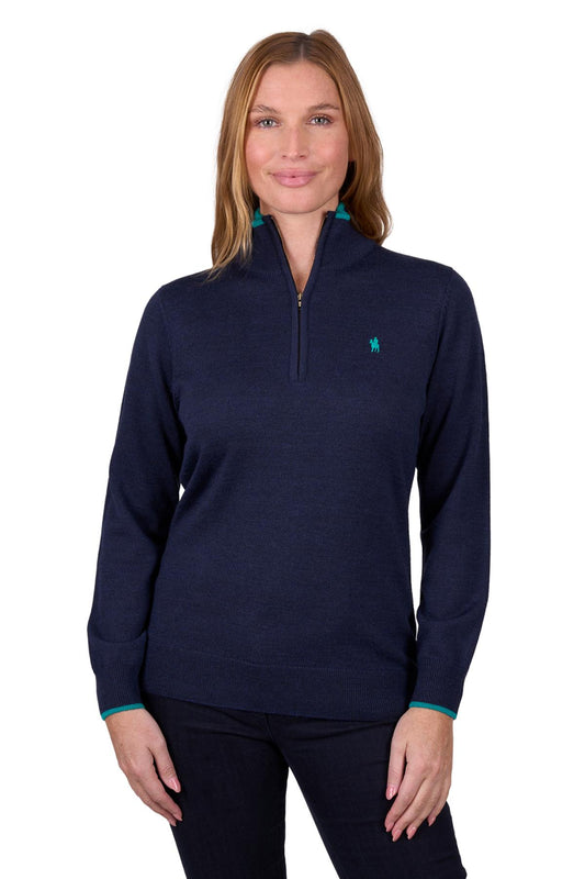 THOMAS COOK JEANETTE 1/4 ZIP JUMPER NAVY/MARLE