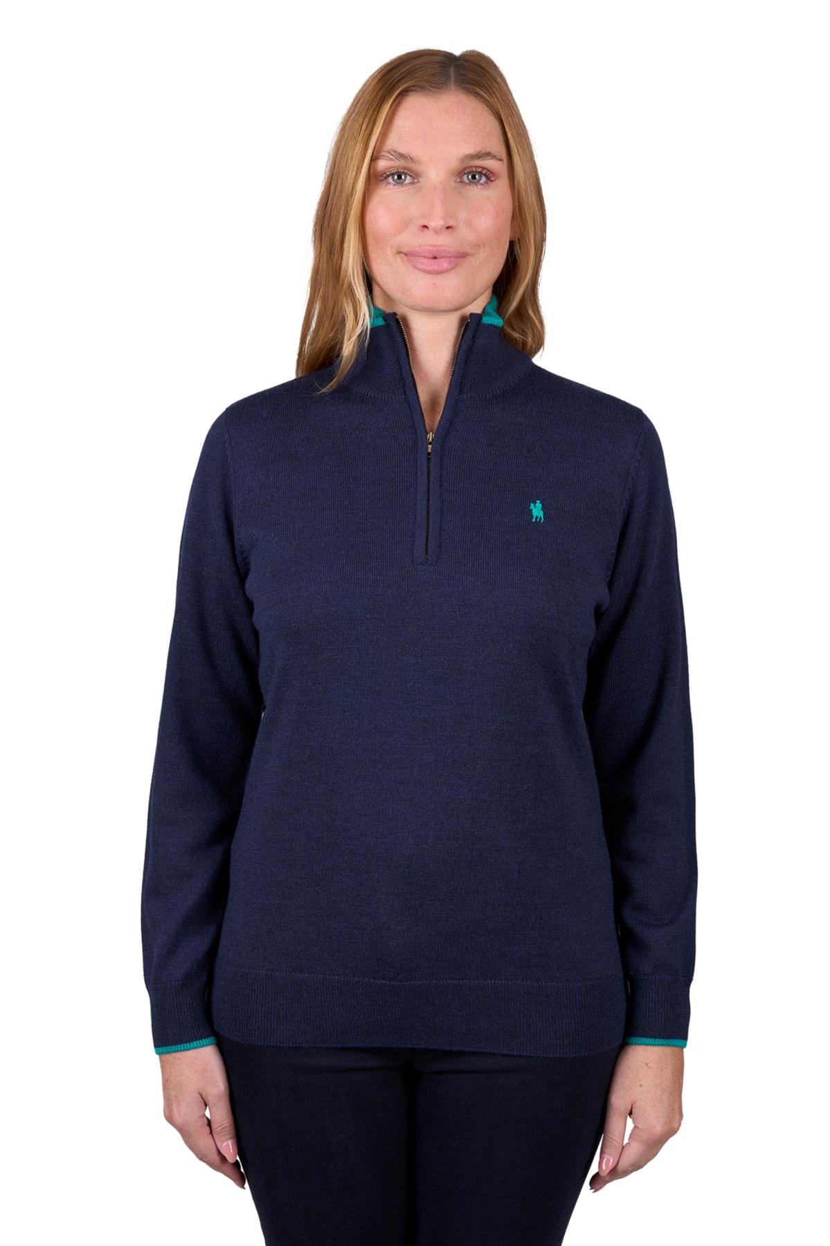 THOMAS COOK JEANETTE 1/4 ZIP JUMPER NAVY/MARLE