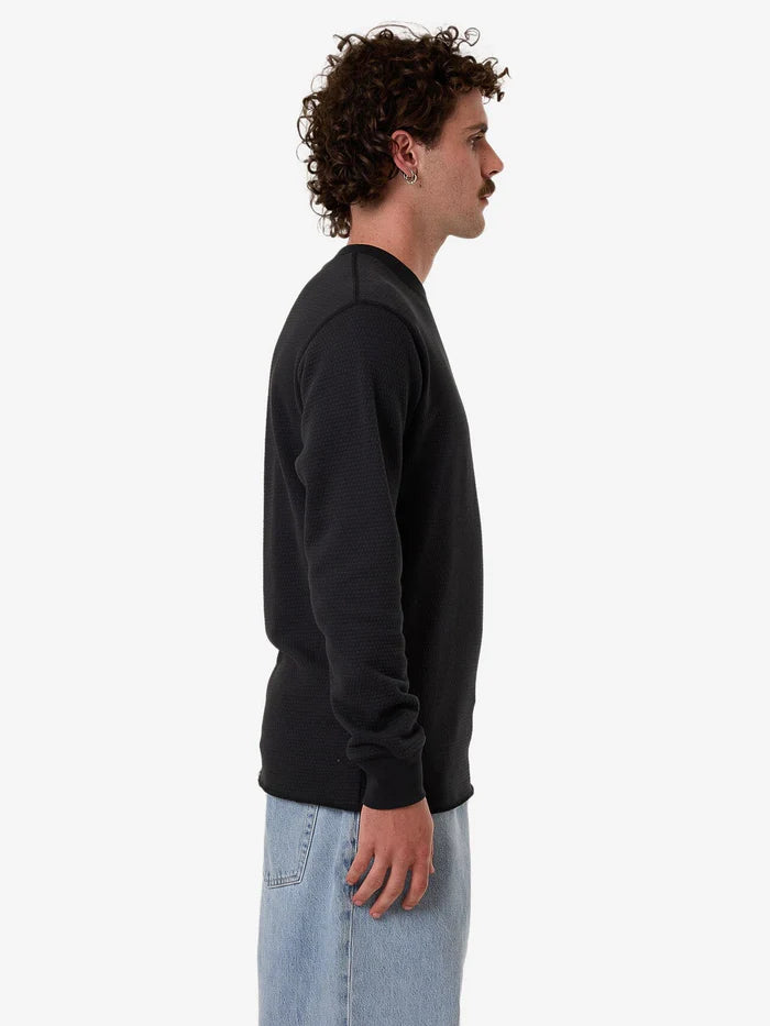 THRILLS ADAPTED WAFFLE LONG SLEEVE FADED BLACK