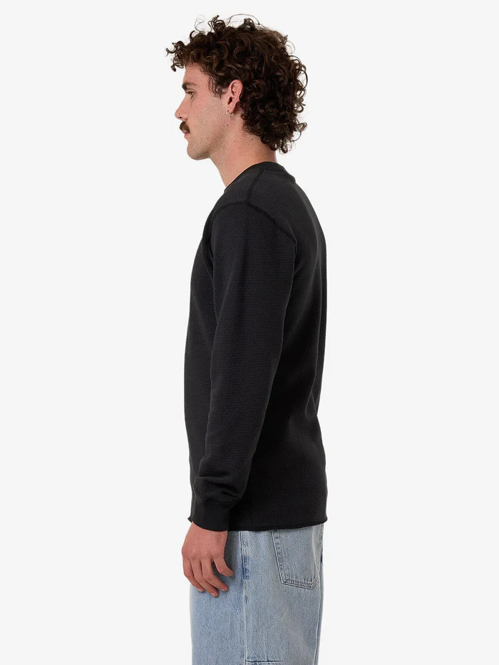 THRILLS ADAPTED WAFFLE LONG SLEEVE FADED BLACK