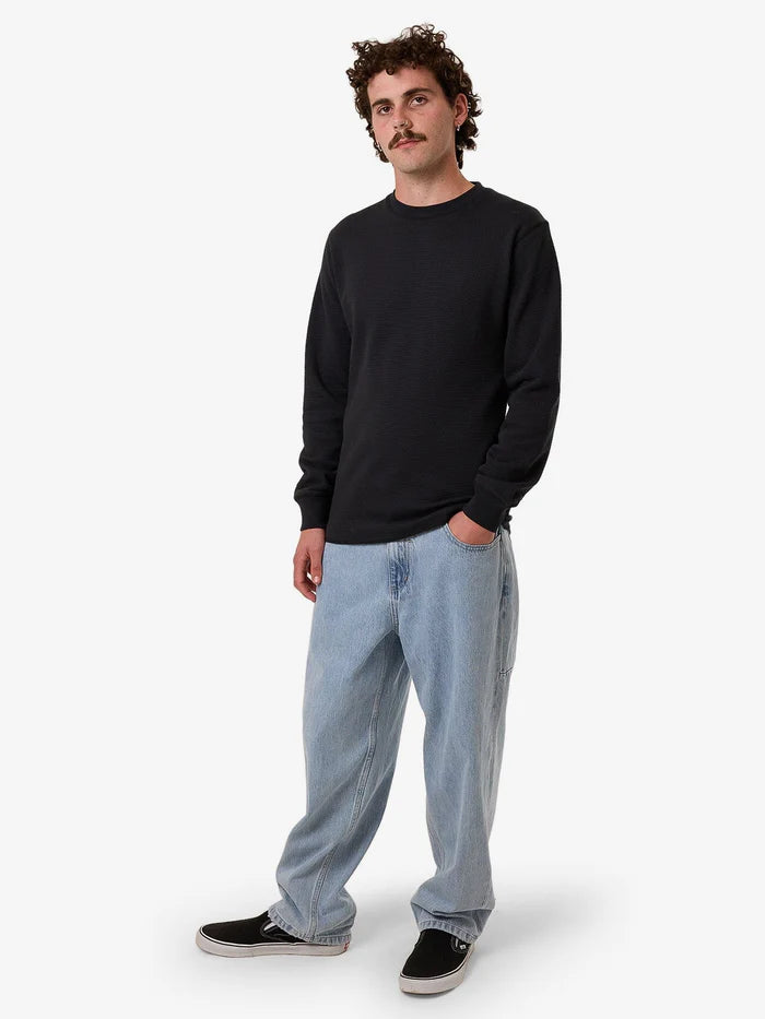 THRILLS ADAPTED WAFFLE LONG SLEEVE FADED BLACK