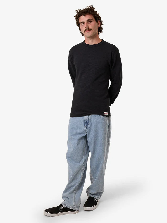 THRILLS ADAPTED WAFFLE LONG SLEEVE FADED BLACK