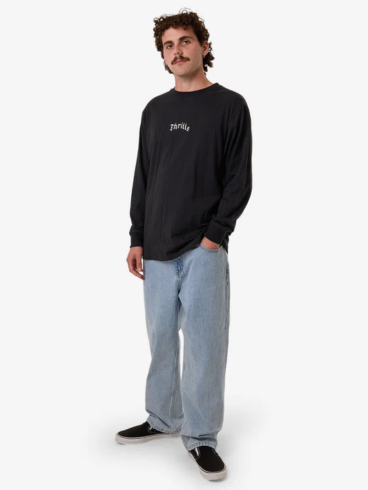THRILLS FILTER OVERSIZE FIT LONG SLEEVE TEE FADED BLACK