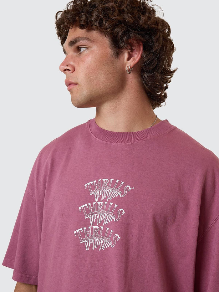 THRILLS REALITY DREAMS BOX FIT OVERSIZE TEE DELTA BERRY