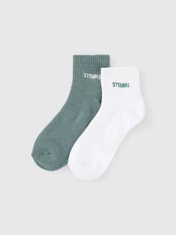 Thrills Minimal Thrills 2 Pack Sock Green Coast/White