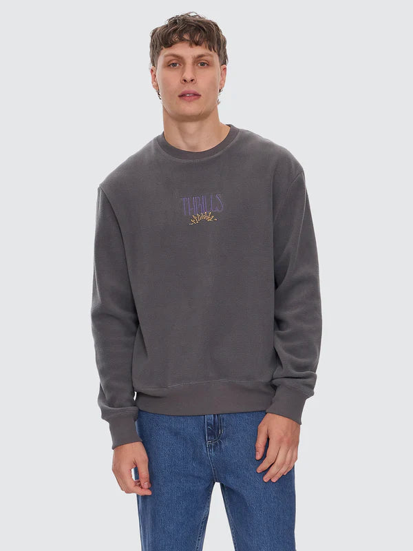 THRILLS POWERFUL SECURITY & SUCCESS OVERSIZE POLAR FLEECE CREW MERCH BLACK