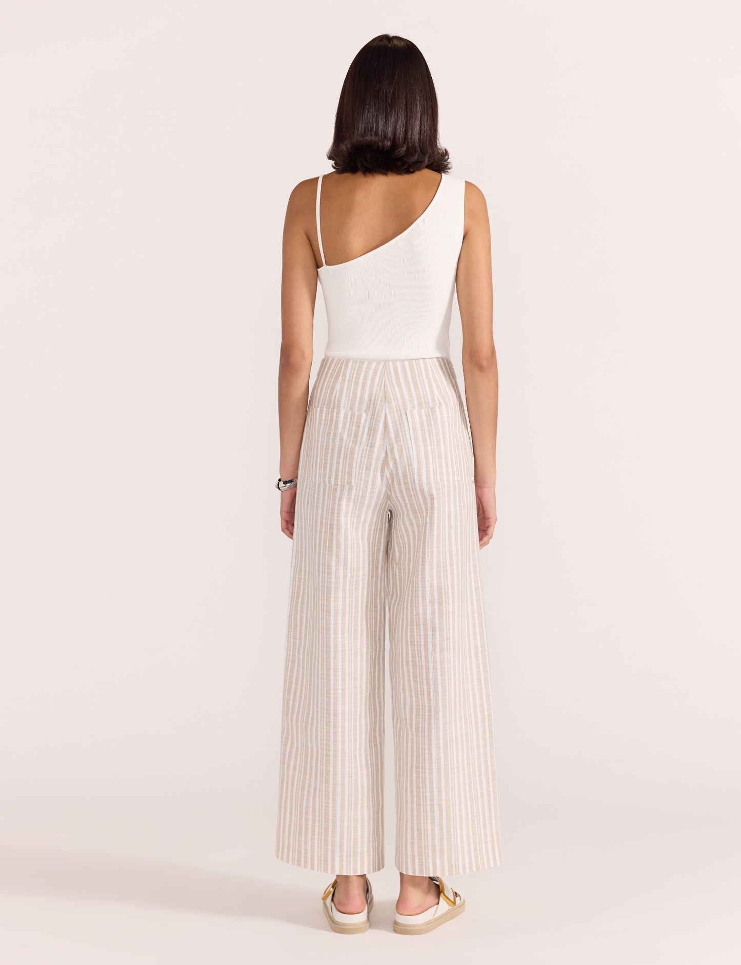 STAPLE THE LABLE EDRA HIGH WAIST PANTS WHITE/BEIGE