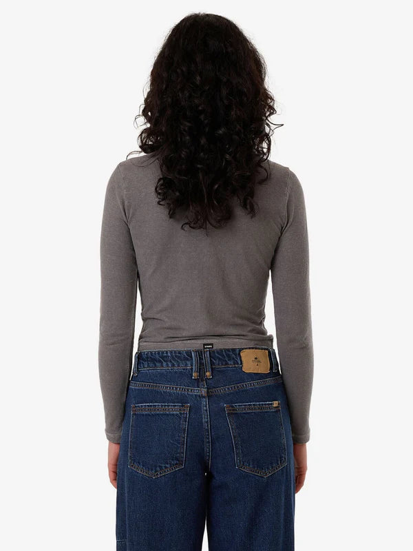 THRILLS HEMP COLLARED LONG SLEEVE ASH GREY
