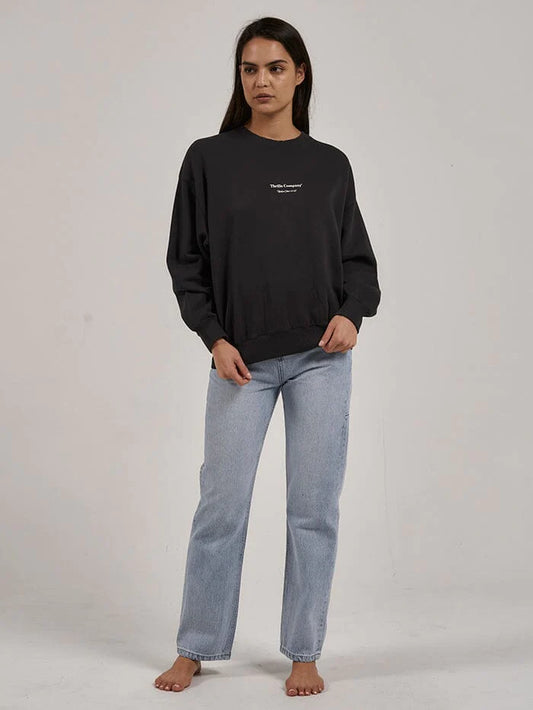 THRILLS ABOVE AS BELOW RETRO SLOUCH CREW WASHED BLACK
