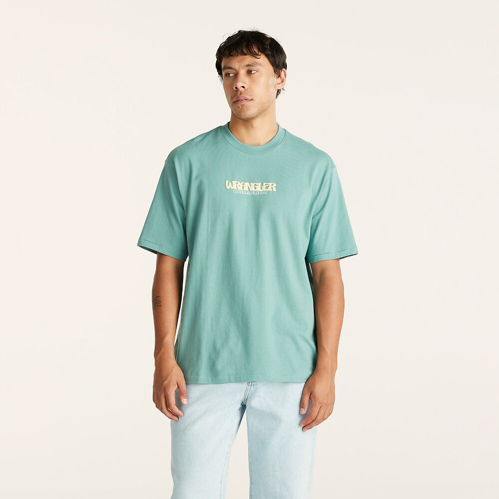 WRANGLER DRAGON FLY SLACKER TEE OVERCAST BLUE