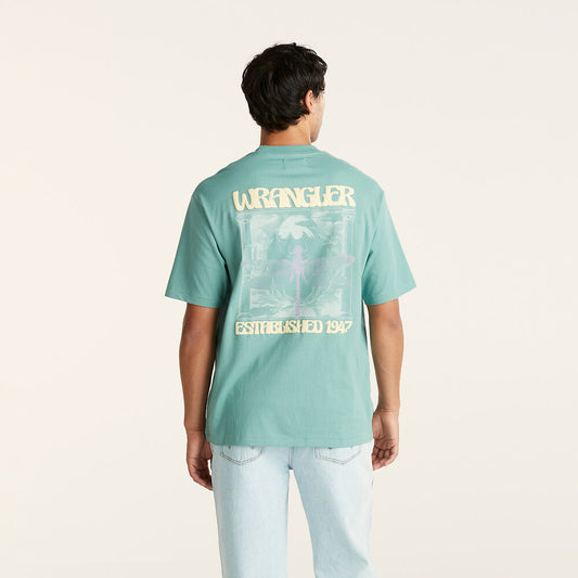WRANGLER DRAGON FLY SLACKER TEE OVERCAST BLUE