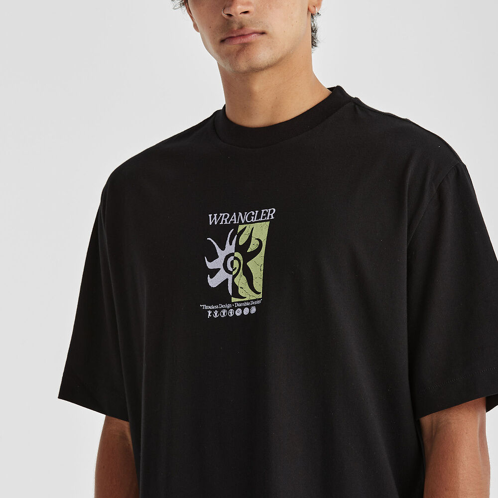 WRANGLER SUNFLIP BOXCAR TEE BLACK