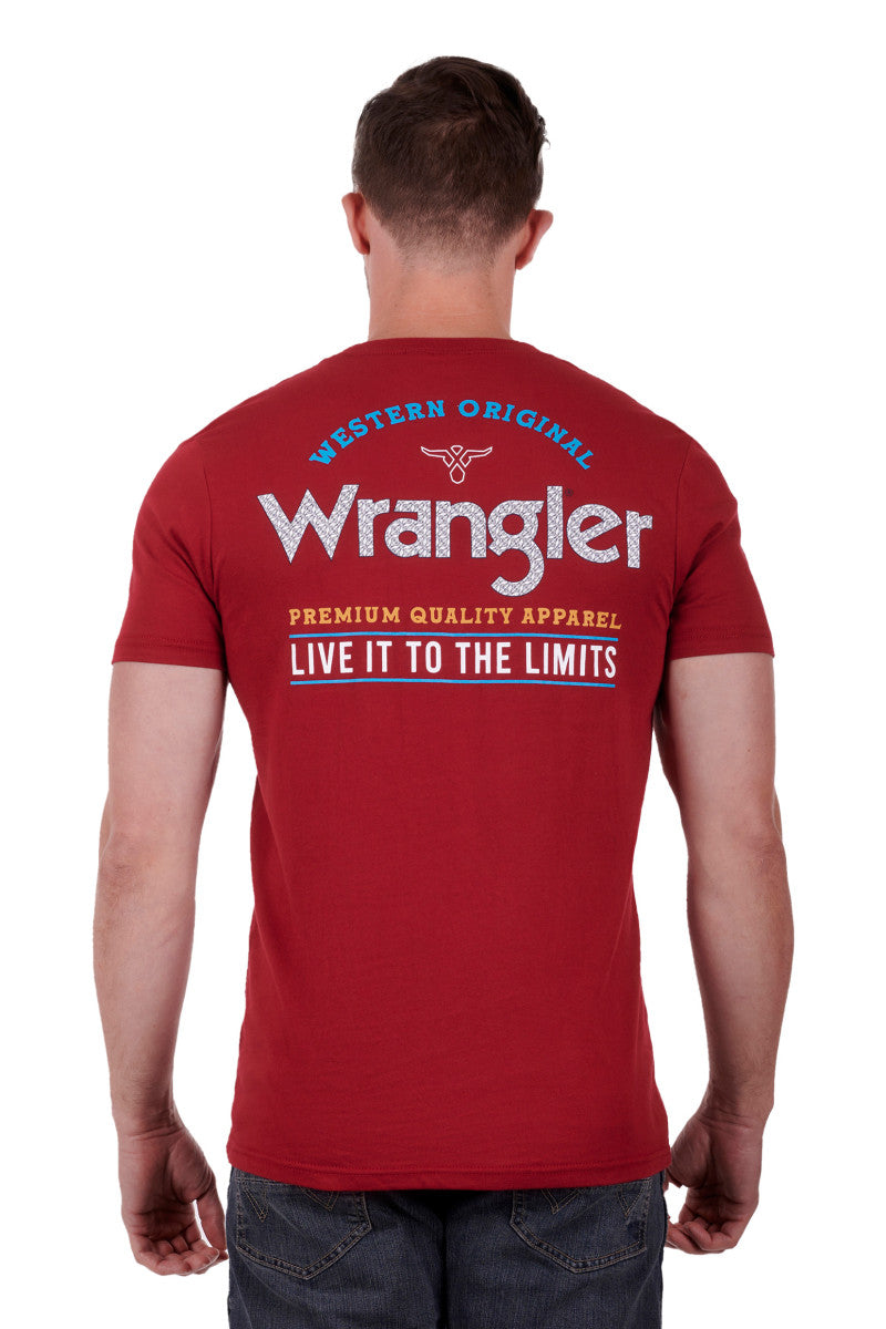 WRANGLER MENS COOPER SHORT SLEEVE TEE RED