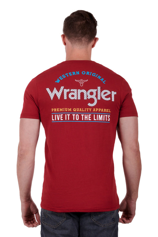 WRANGLER MENS COOPER SHORT SLEEVE TEE RED