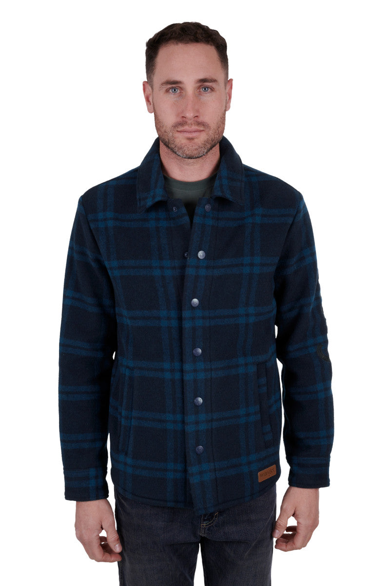 WRANGLER MENS DANIEL WOOL OVERSHIRT NAVY