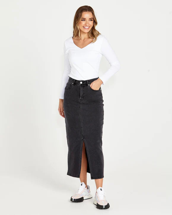 SASS ELAINE V-NECK LONG SLEEVE TOP WHITE
