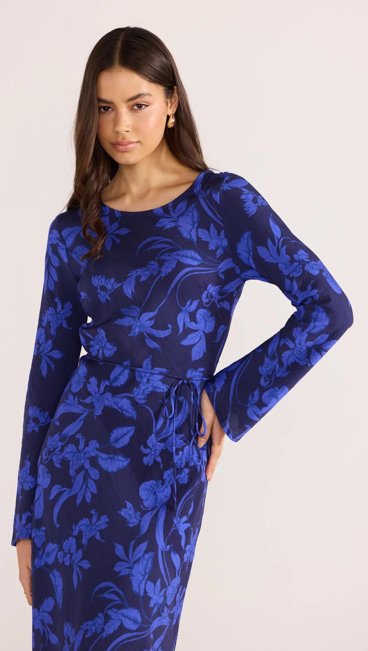 MINK PINK GIANNA BIAS MAXI DRESS BLUE FLORAL