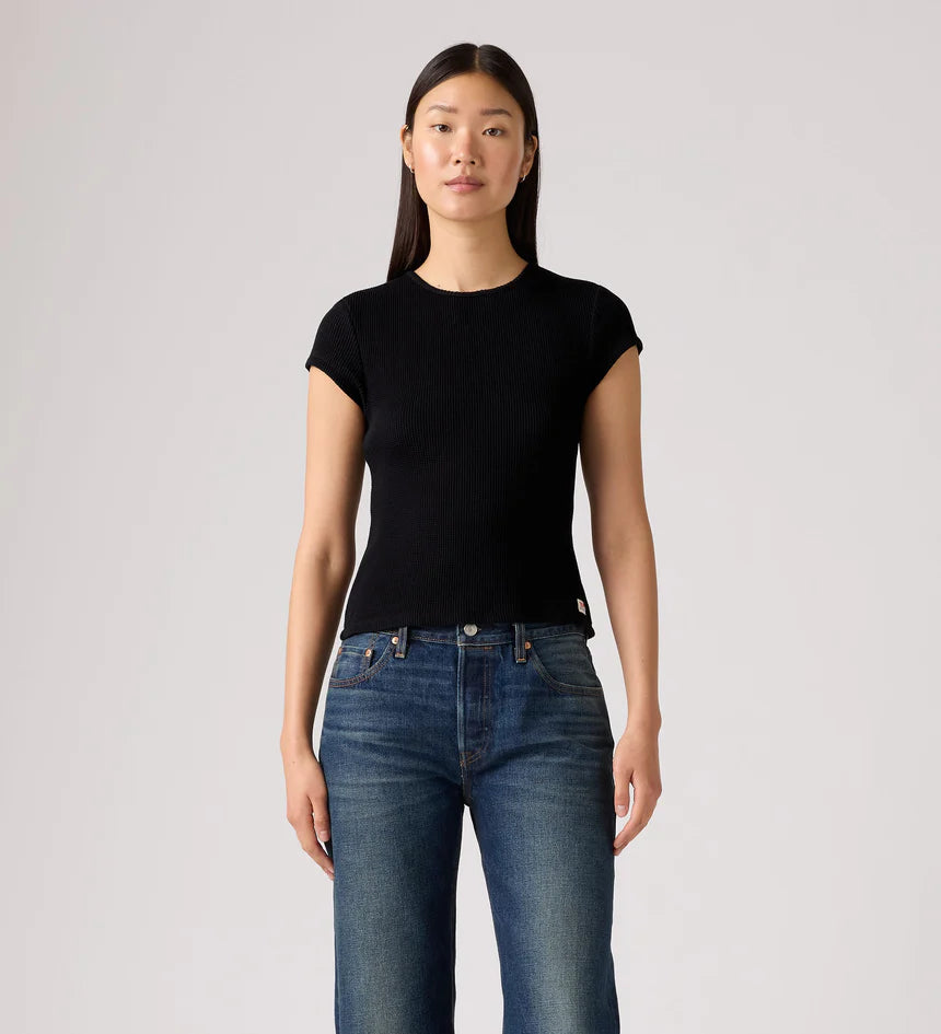 LEVIS DRY GOODS WAFFLE CAP TEE ANTHACITE NIGHT