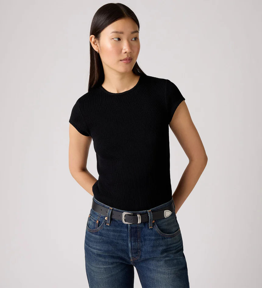 LEVIS DRY GOODS WAFFLE CAP TEE ANTHACITE NIGHT