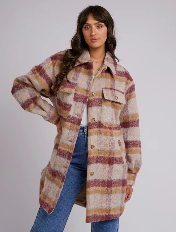 ALL ABOUT EVE MARLO LONGLINE SHACKET CHECK