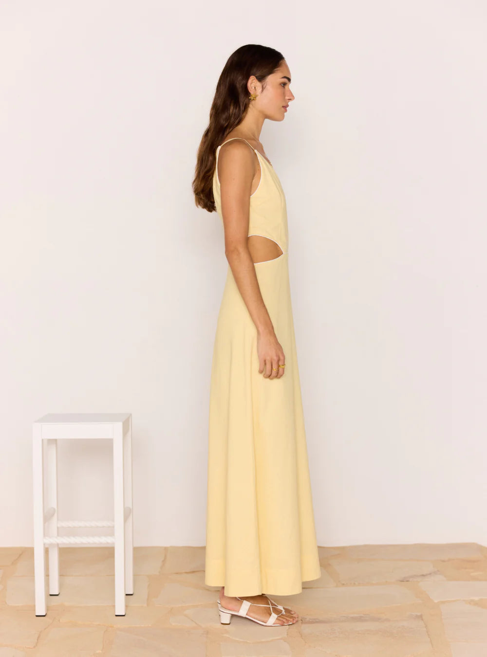 MINK PINK CIEL ONE SHOULDER MAXI DRESS PALE YELLOW